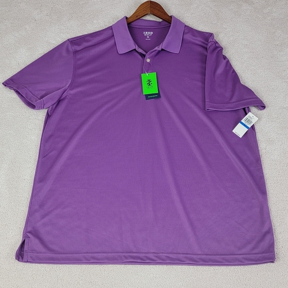 IZOD NEW Golf Pro Tech Grid Polo Shirt Mens XL Purple Short Sleeve Quick Dry - Picture 2 of 15